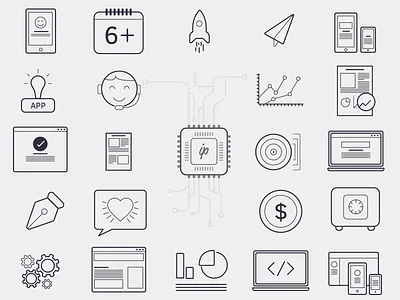 Iconset Iwpro document icons illustration laptop mobile set