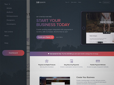 WIP - GoSpaces - New homepage homepage landing page spaces ui ux web app web design website