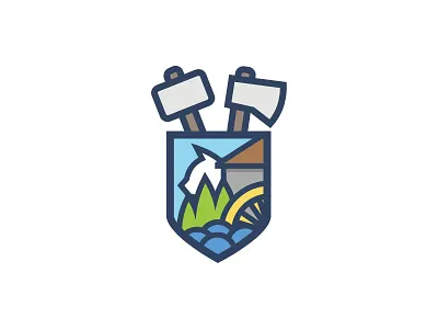 Balmalon coat of arms arms axe cat coat flat hammer logo mill vecto water