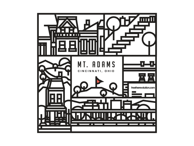 Mt. Adams animation buildings cincinnati cincy city gif mtadams ohio simple stairs strokes trees