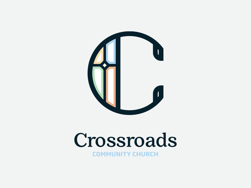 Crossroads Community Church church community crossroads illuminated manuscript monoline stained glass