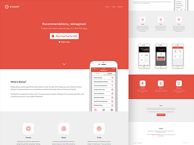 Stamp Website app design download icon page red scroll site social ui ux