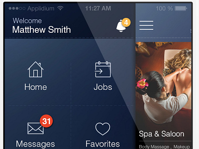 simple Iphone6 Side Menu clean iphone 6 mockup sidemenu flat