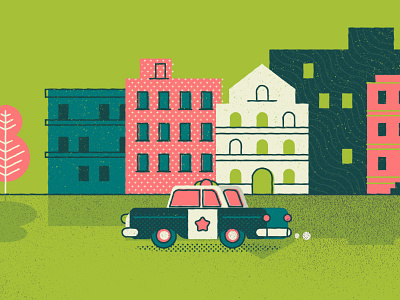 Neighbourhood police buildings car city cops illustration neighbourhood patterns police popo town