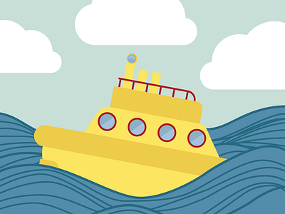 Submarine clouds illustration sea submarine vector water waves yellow