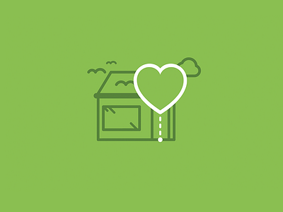Shop Logo baloon flat green heart house line linear shop store stroke