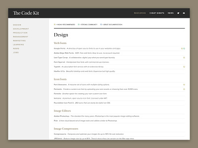 The Code Kit cheat sheets code design news resources tools