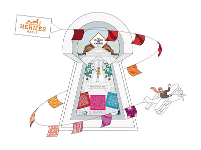 Hermès - La Maison des Carrés brand carrés colors couture hermes house illustrations luxury plane silk soie teaser