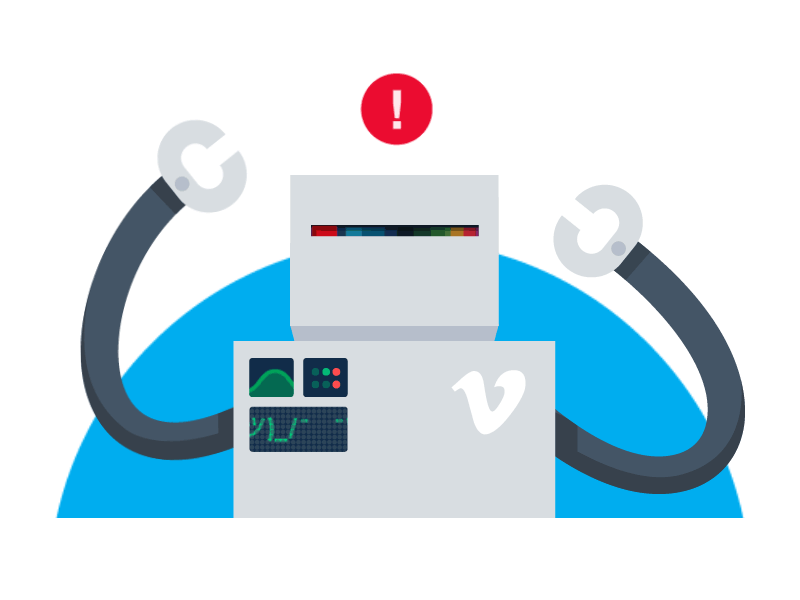 Search Bot 404 animation error flat illustration robot vimeo