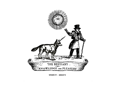 The Bestiary of Knowledge and Pleasure logo engraving illustration logo