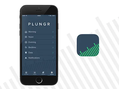 Plungr - Settings & App Icon app apple diabetes diabetic ios iphone mobile plungr type 1 ui ux