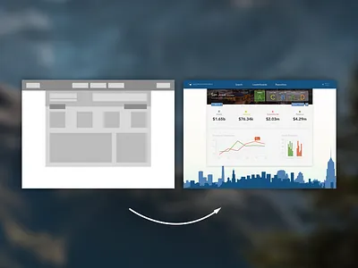 Mockup to Concept application blue clean concept dashboard interface mockup simple website wireframe