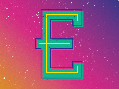 Big E colors custom type e gradients illustration lettering line art saturated