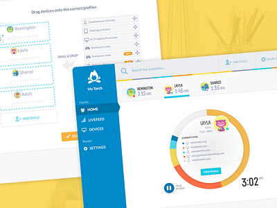 Router App app avatars clean flat internet kids minimal parenting router ui ux web