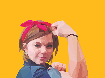 She Can Do It! 3d bandana illustrator muscle polygon rosie tough triangle woman work