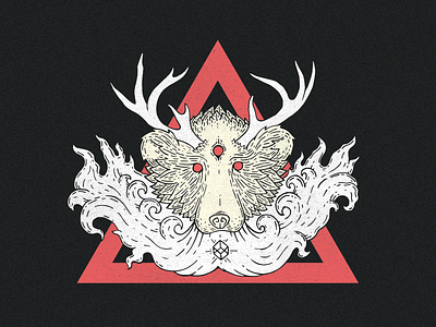 Imaginary Bear Illustration antlers bear cube fire illustration imaginary third eye triangle