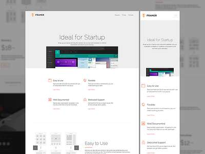 Framer - Component-Based Multi-Purpose Framework clean design flat landing layout minimal modern ui ux web web design website