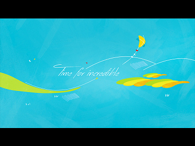 Summer is coming fresh illustration kite landscape light minimal spring summer wind