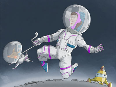 go, go, go! (the encounter) astronaut character design dog drawing illustration