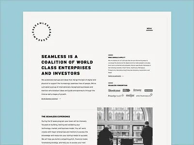 Seamless Accelerator Homepage grid minimal off white website