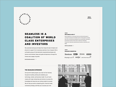 Seamless Accelerator Homepage grid minimal off white website