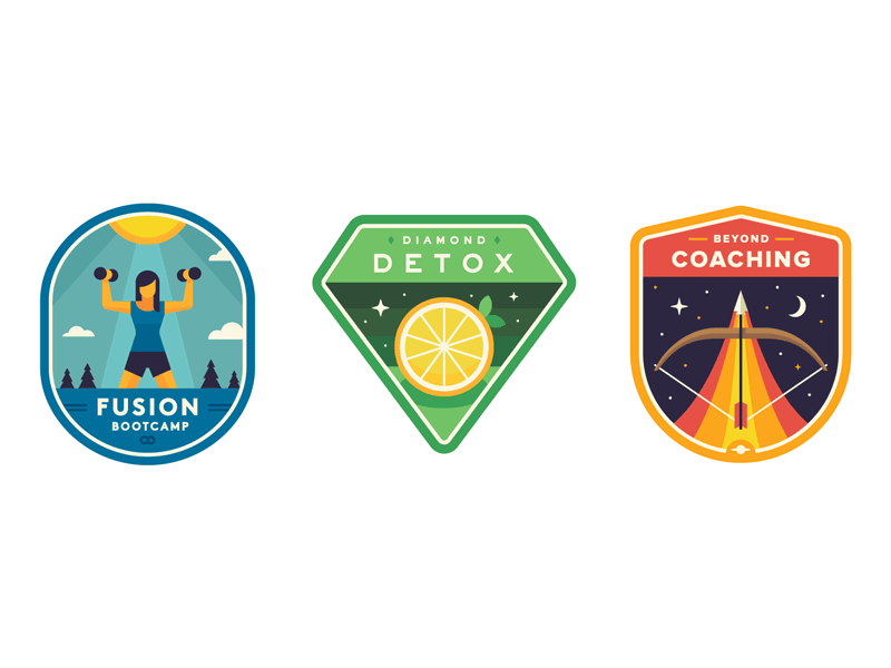 Mariagarden Badges arrow badge bow detox diet lemon patch retreat space training weight yoga