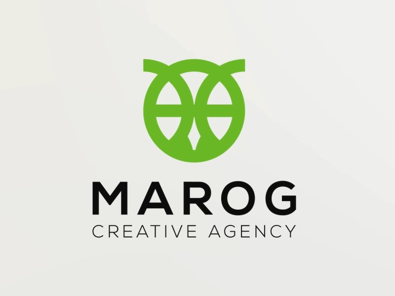 Marog creative agency Logo Animation 2d after effects gif logo logo animation loop marog owl particles zoom