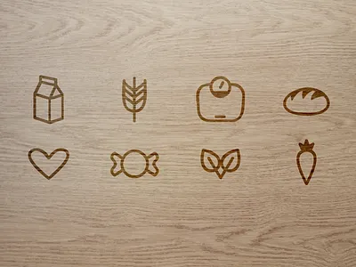 Dietary Icons bread candy carbs carrot dairy heart icons scale sugar vegan vegetarian wheat