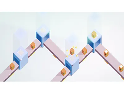 Conveyor belt box check factory illustration isometric light vector