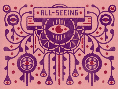 All-Seeing blood distressed dripping eyes leaves pattern ribbon texture