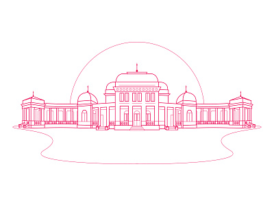 Casino building casino icon pink sketch stroke