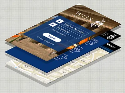 Wits University Mobile App app blue icons login logo maps screens university