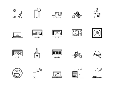 A typical day in my life icons life line icons office