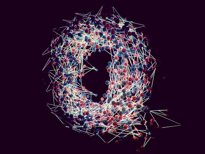 Q 3d light particles quantum render type typography