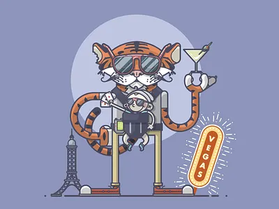 The Hangover cards carlos eiffel tower hangover illustration line art martini sunglasses tiger vegas