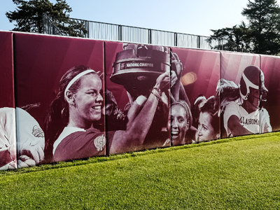 Oklahoma Softball Environmental Graphics baseball environmental ncaa oklahoma outfield wall softball university vinyl wrap