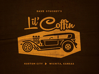 Lil' Coffin badge car hot rod script vintage