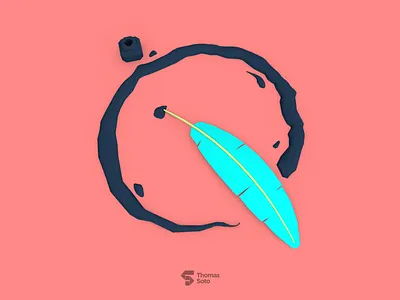 Q for Quill 36daysoftype 3d lowpoly q quill render type