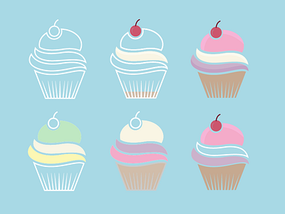 Cupcakes illustration process work vector