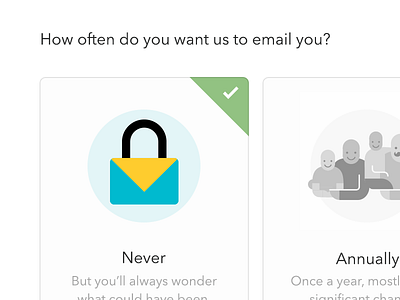 Nah Never email preferences interface radio button ui