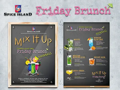 Restaurant Poster cocktails dubai foodie friday brunch poster restaurant
