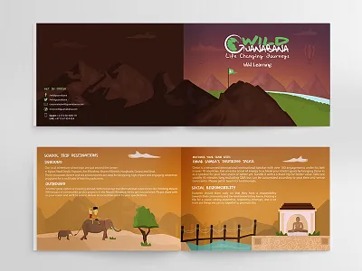 Wild Adventure Brochure adventure boat booklet brochure illustration landscape travel tree wild