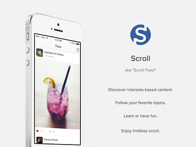 Scroll Feed App app clean design feed flat ios light minimal mobile pictures simple