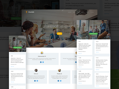 WIP - Framer event page clean design flat landing layout minimal modern ui ux web web design website