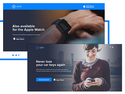 IOTE landing page apple watch blue conversion flat hero internet of things iot landing page startup tech web