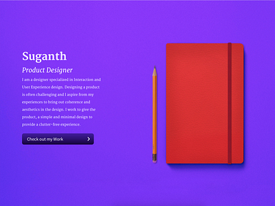 New cover page design flat minimal moleskine protfolio purple redesign web