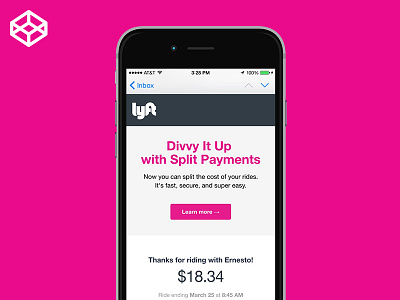 Lyft Ride Receipt Redesign #100daysofemail 100daysofemail email flat lyft responsive