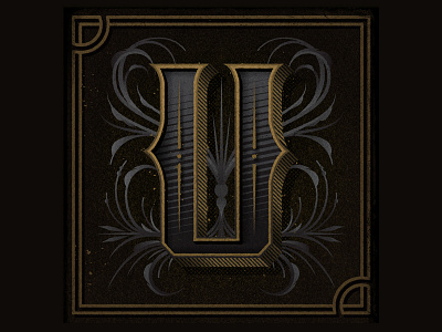 Typefight black dropcap gold illustration lettering typography u