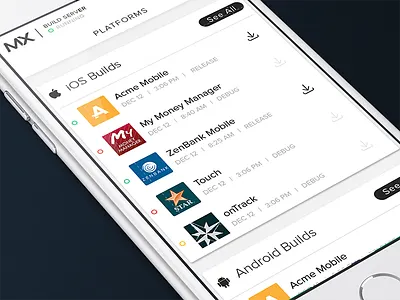 Build Server UI android app cards iphone mobile webapp