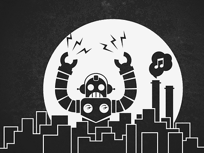 Giant Robot Hate This City city dark robot skyline vector